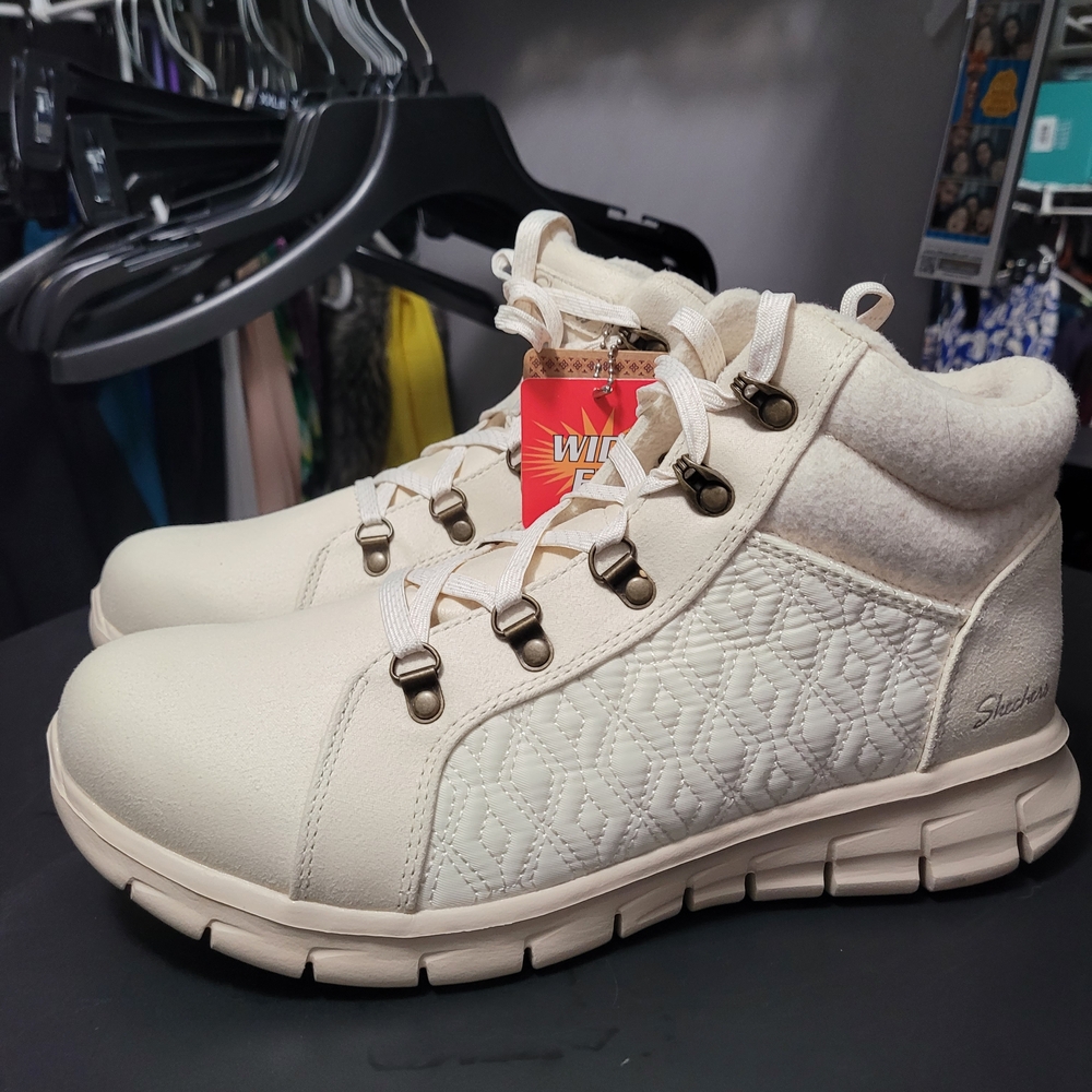 Skechers Cream Quilted High-Top Sneakers